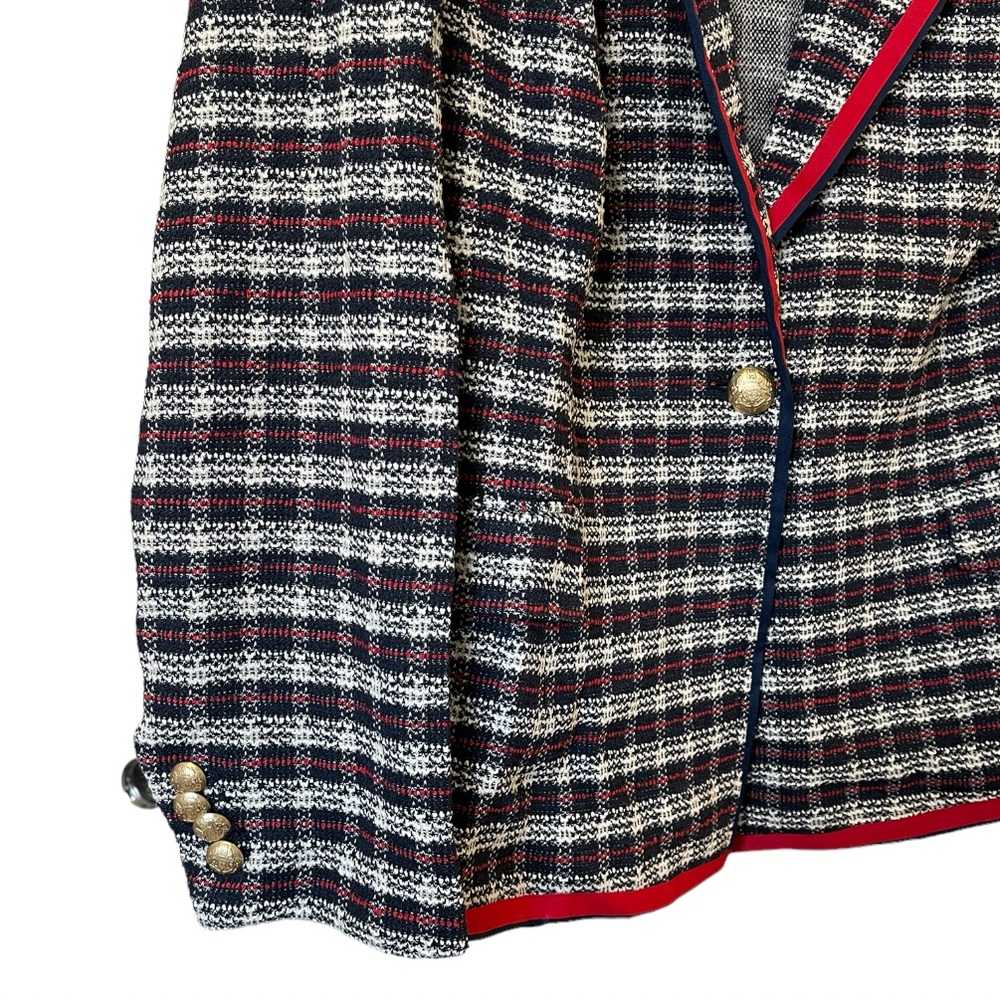 Court & Rowe Satin Trim Plaid Tweed Blazer (Plus Size) - NEW - Picture 5 of 10